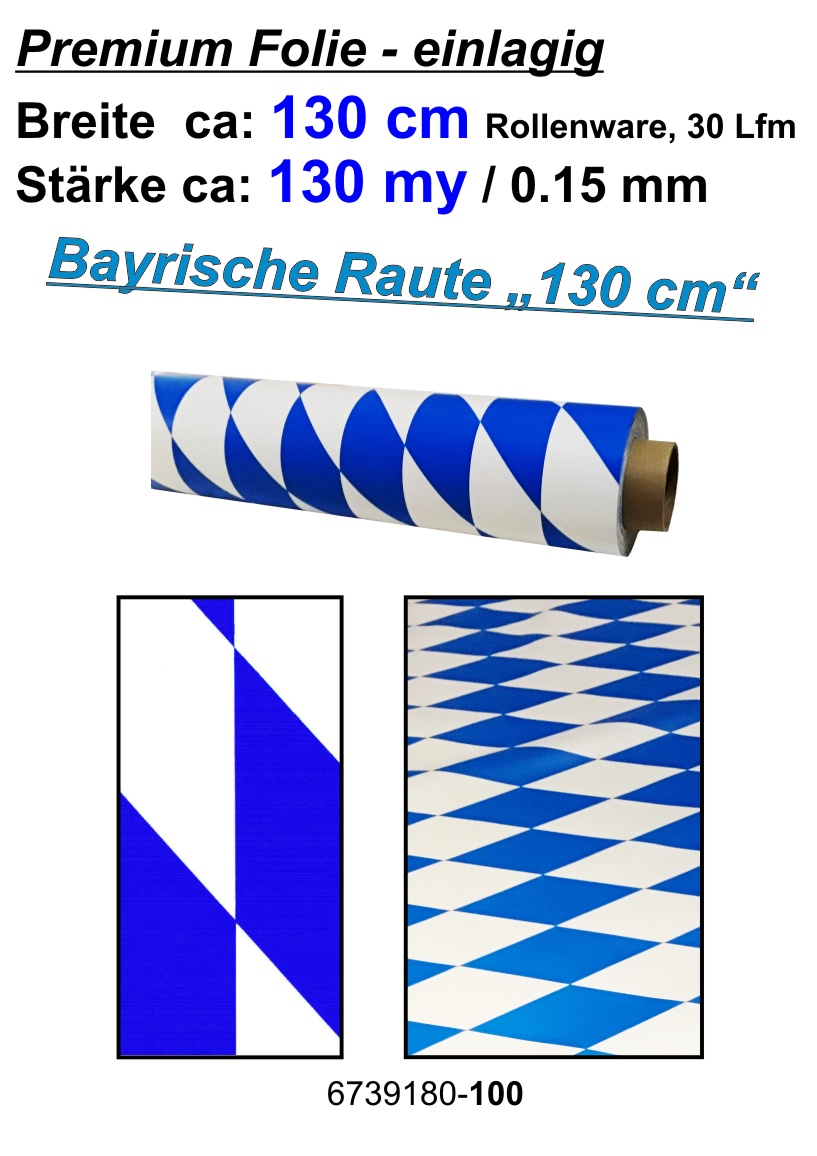 Lackfolie PR 150µ Bayrische Raute, 130cm Breite, 30m Länge, 